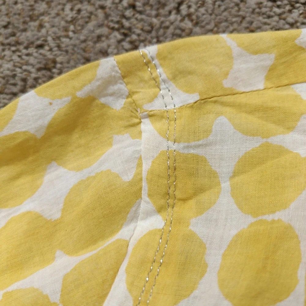 Auntie Oti Yellow White Polka Dot 100% Cotton Khadi Button Up Shirt Womens Large - Picture 10 of 12